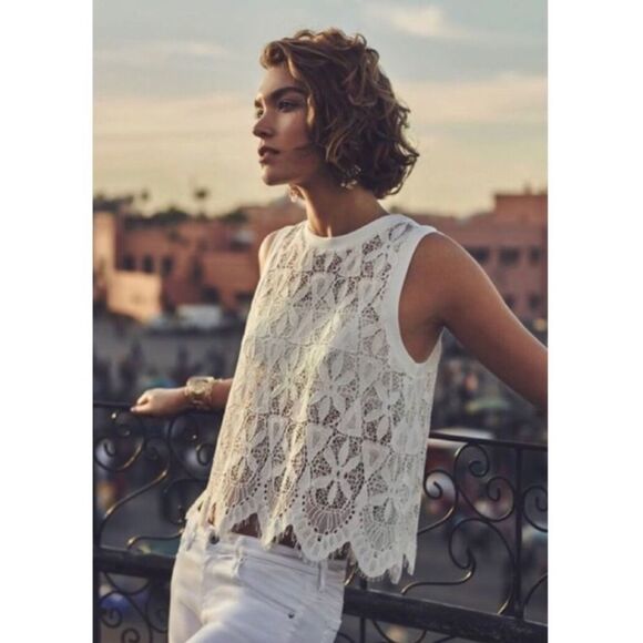 Anthropologie Tops - Anthropologie Deletta Scalloped Lace Tank Size S